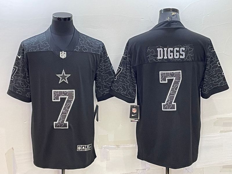 Men Dallas Cowboys 7 Diggs Black Reflector 2022 Nike Limited NFL Jersey
